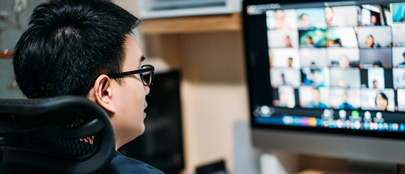 Professional on a video conference