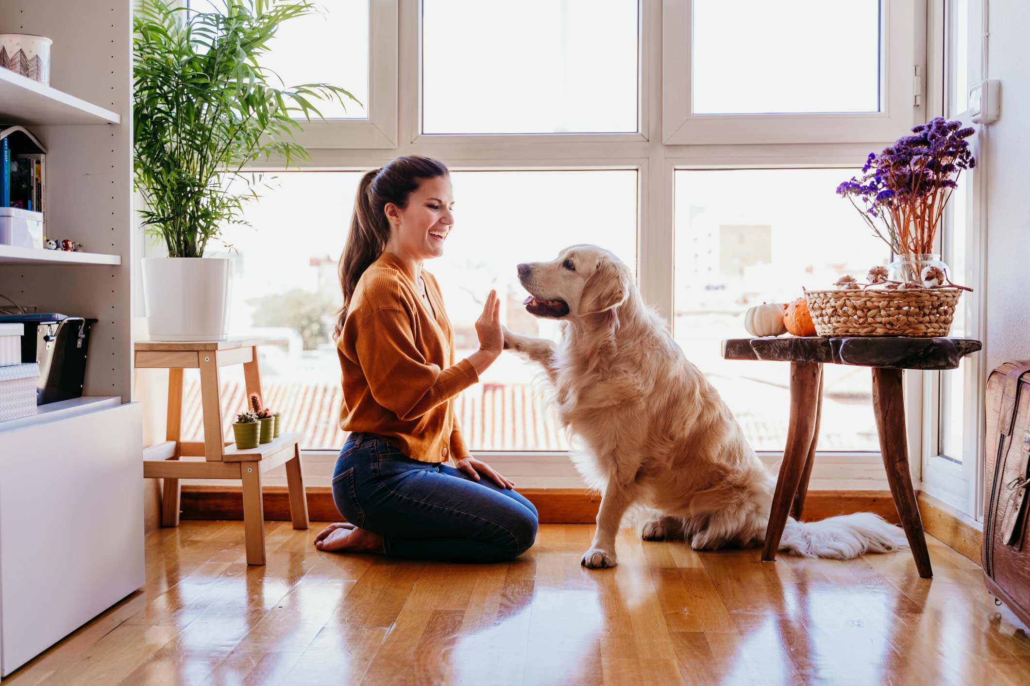 Young woman with pet